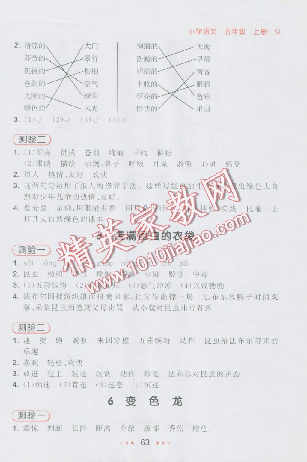 2016年53隨堂測小學(xué)語文五年級上冊蘇教版 第3頁