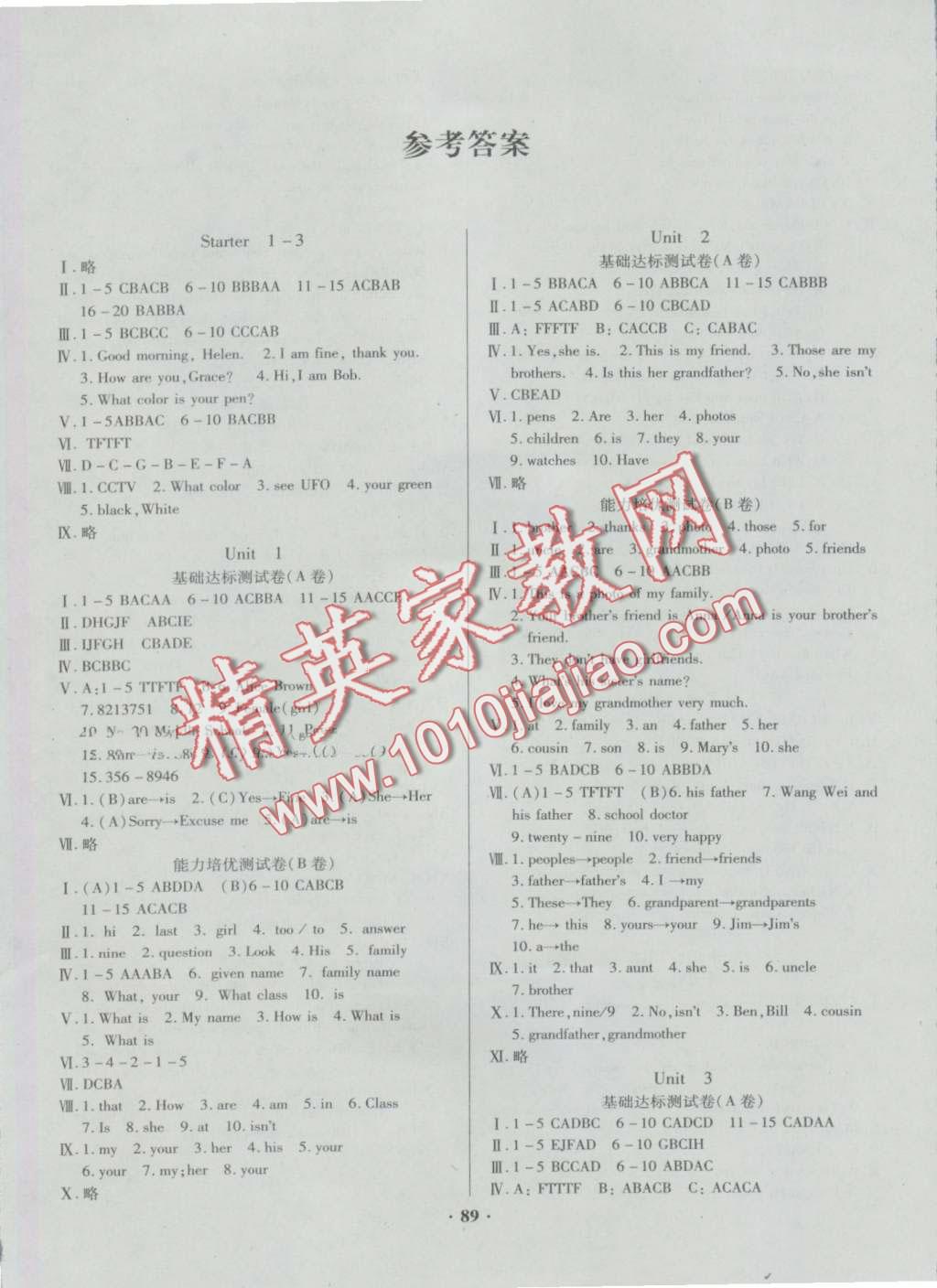 2016年優(yōu)化奪標(biāo)單元測試卷七年級英語上冊人教版 第1頁