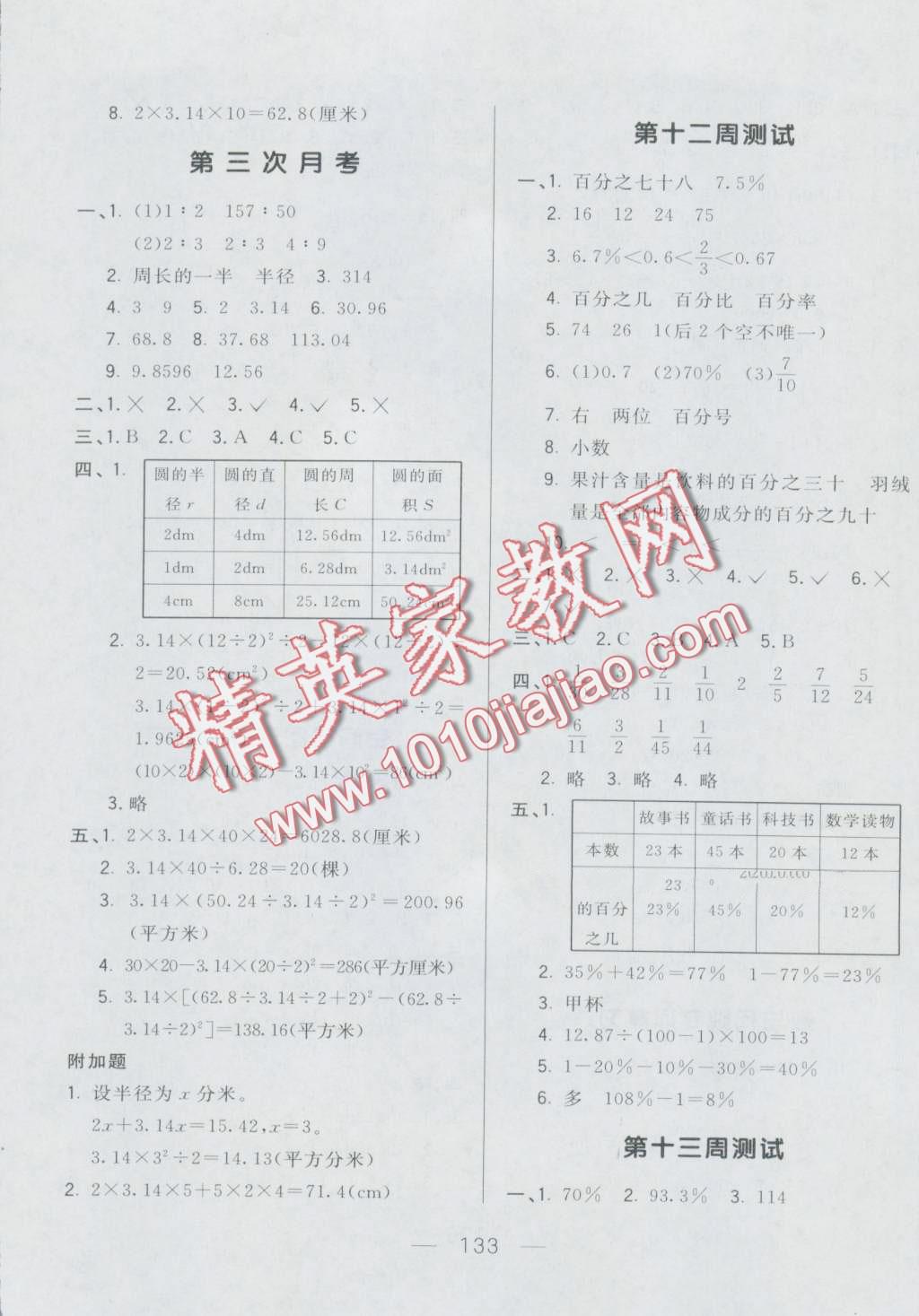 2016年悦然好学生周周测六年级数学上册人教版&nbsp;第9页