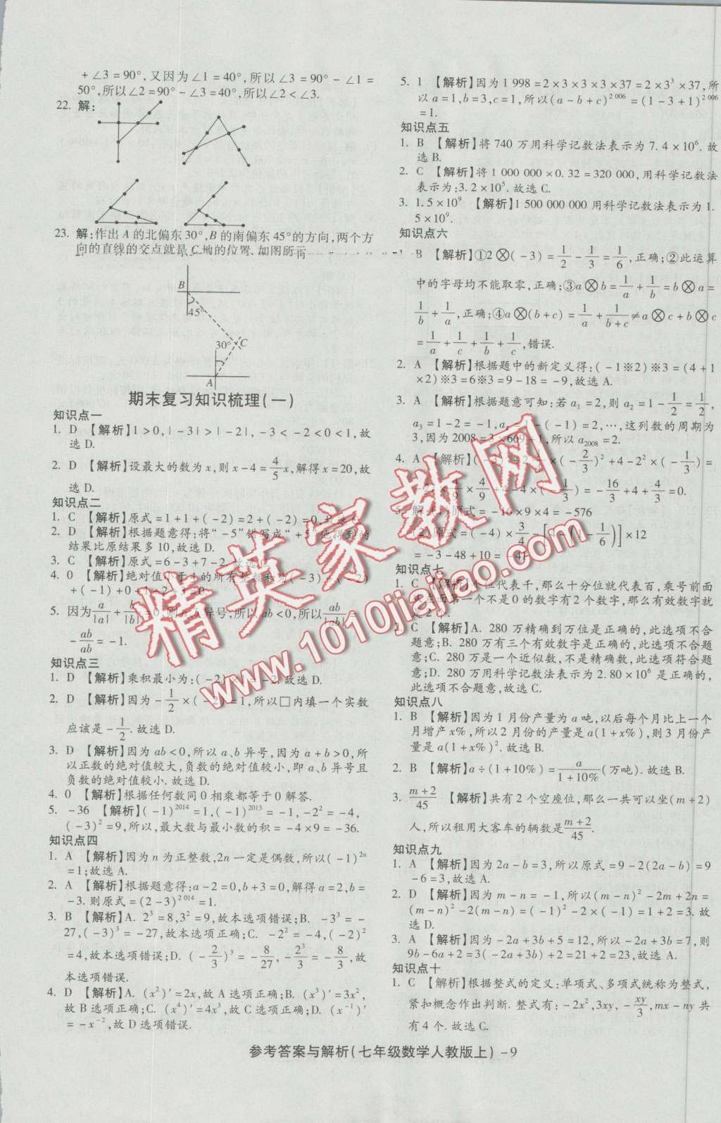 2016年练考通全优卷七年级数学上册人教版 第9页