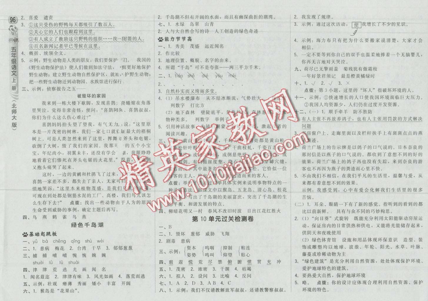 2016年綜合應(yīng)用創(chuàng)新題典中點(diǎn)五年級(jí)語文上冊北師大版 第14頁