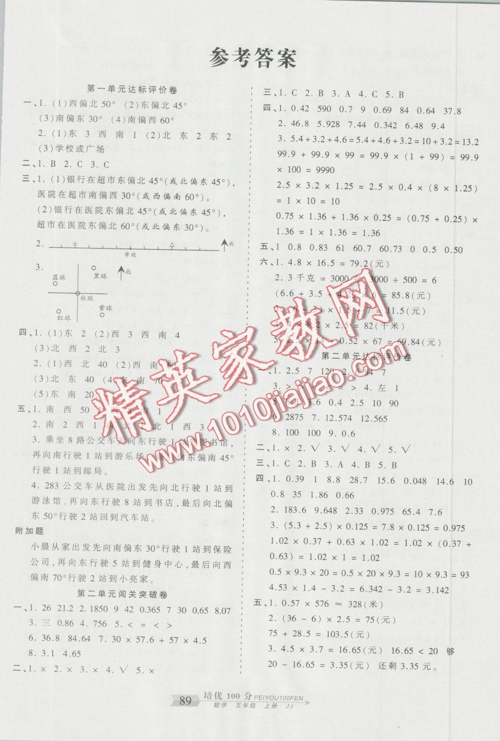 2015年王朝霞培優(yōu)100分五年級數(shù)學(xué)上冊冀教版 第1頁