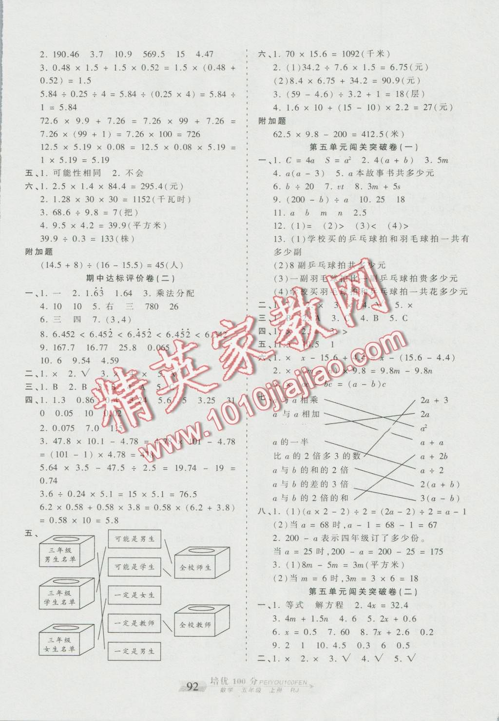 2016年王朝霞培優(yōu)100分五年級數(shù)學(xué)上冊人教版 第4頁