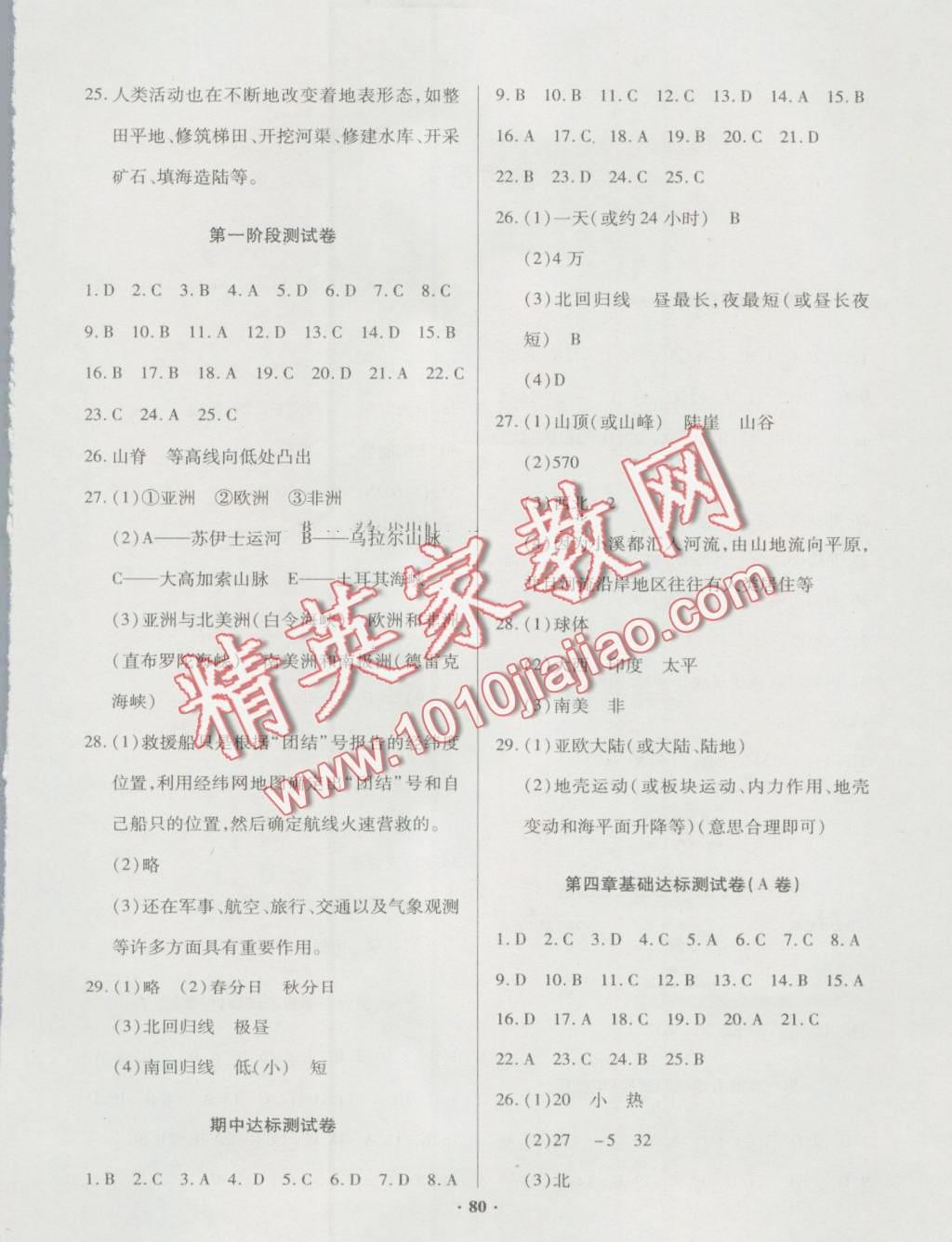 2016年優(yōu)化奪標(biāo)單元測試卷七年級地理上冊地質(zhì)版 第4頁