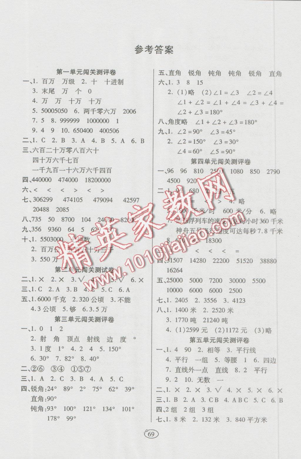 2016年培优夺冠金卷四年级数学上册人教版 第1页