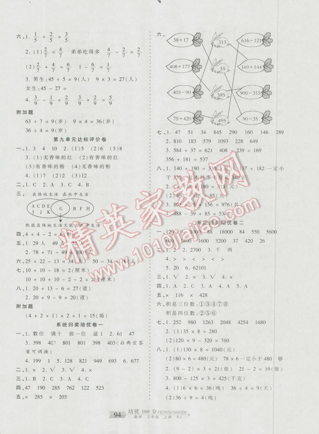 2016年王朝霞培优100分三年级数学上册人教版 第6页