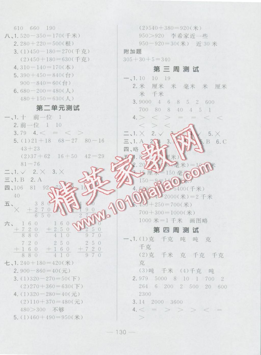 2016年悅?cè)缓脤W(xué)生周周測三年級數(shù)學(xué)上冊人教版 第2頁