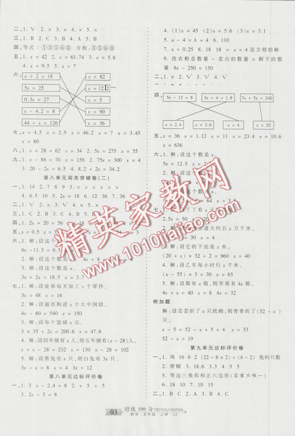 2015年王朝霞培優(yōu)100分五年級數(shù)學(xué)上冊冀教版 第5頁