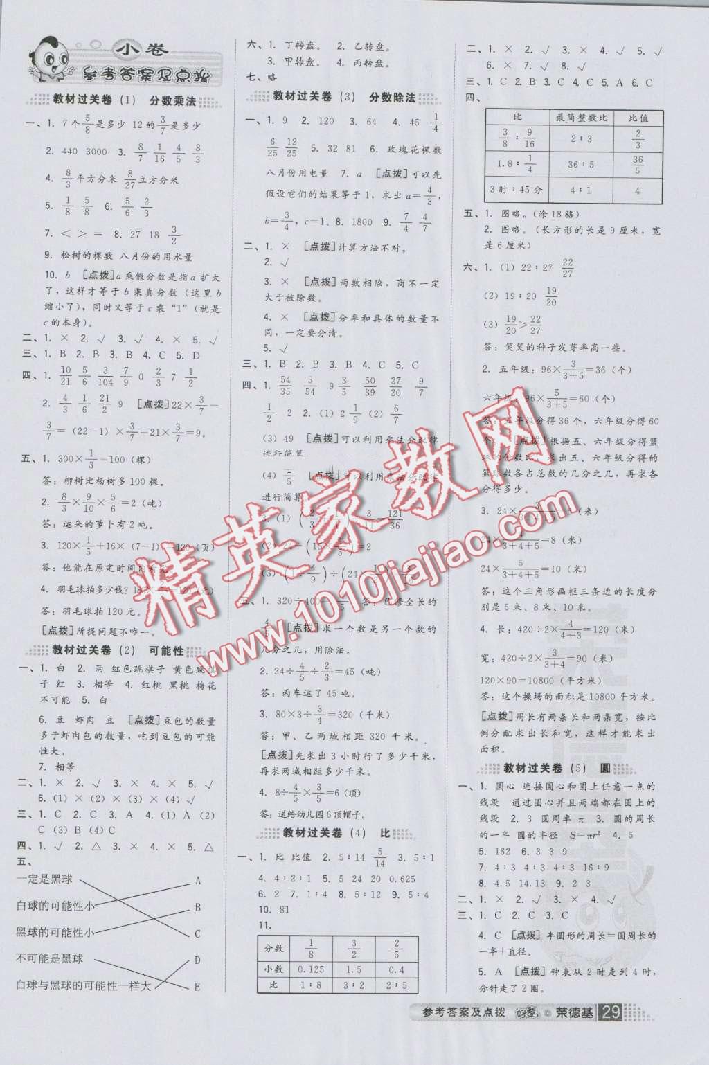 2016年好卷六年級數(shù)學(xué)上冊青島版 第1頁