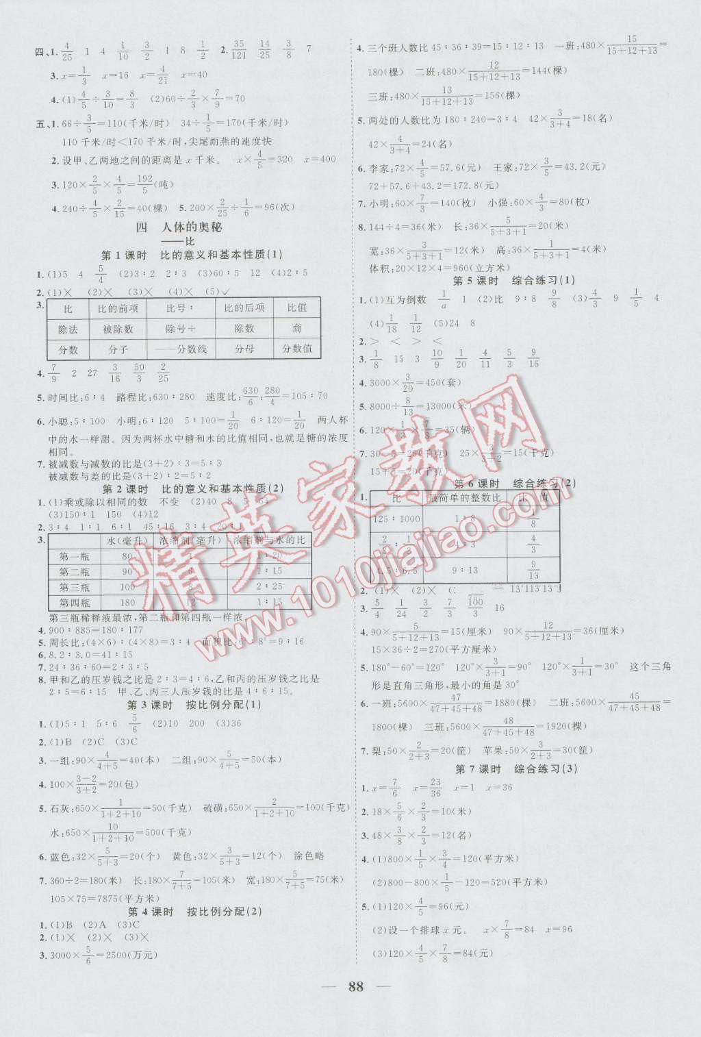 2016年陽光課堂課時(shí)優(yōu)化作業(yè)六年級數(shù)學(xué)上冊青島版 第4頁