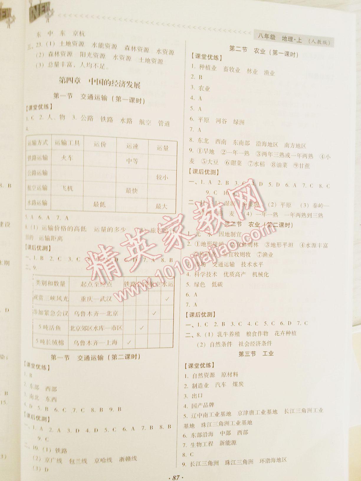 2015年全優(yōu)點練課計劃八年級地理上冊人教版 第4頁