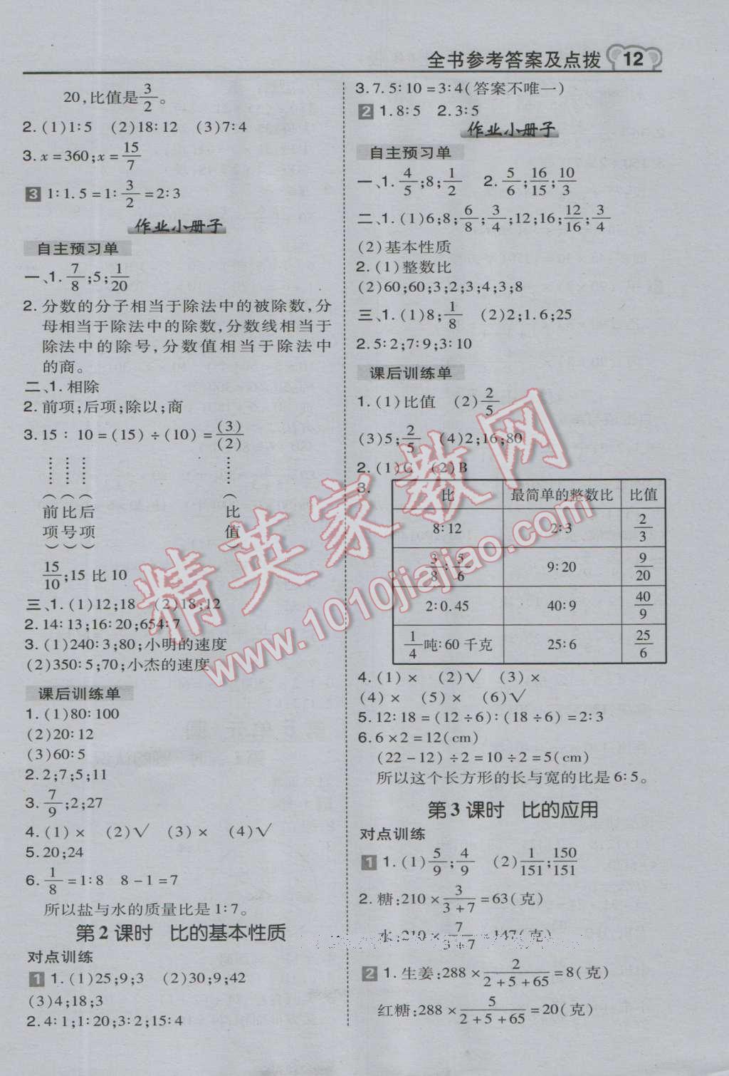 2016年特高級(jí)教師點(diǎn)撥六年級(jí)數(shù)學(xué)上冊(cè)人教版 第12頁(yè)