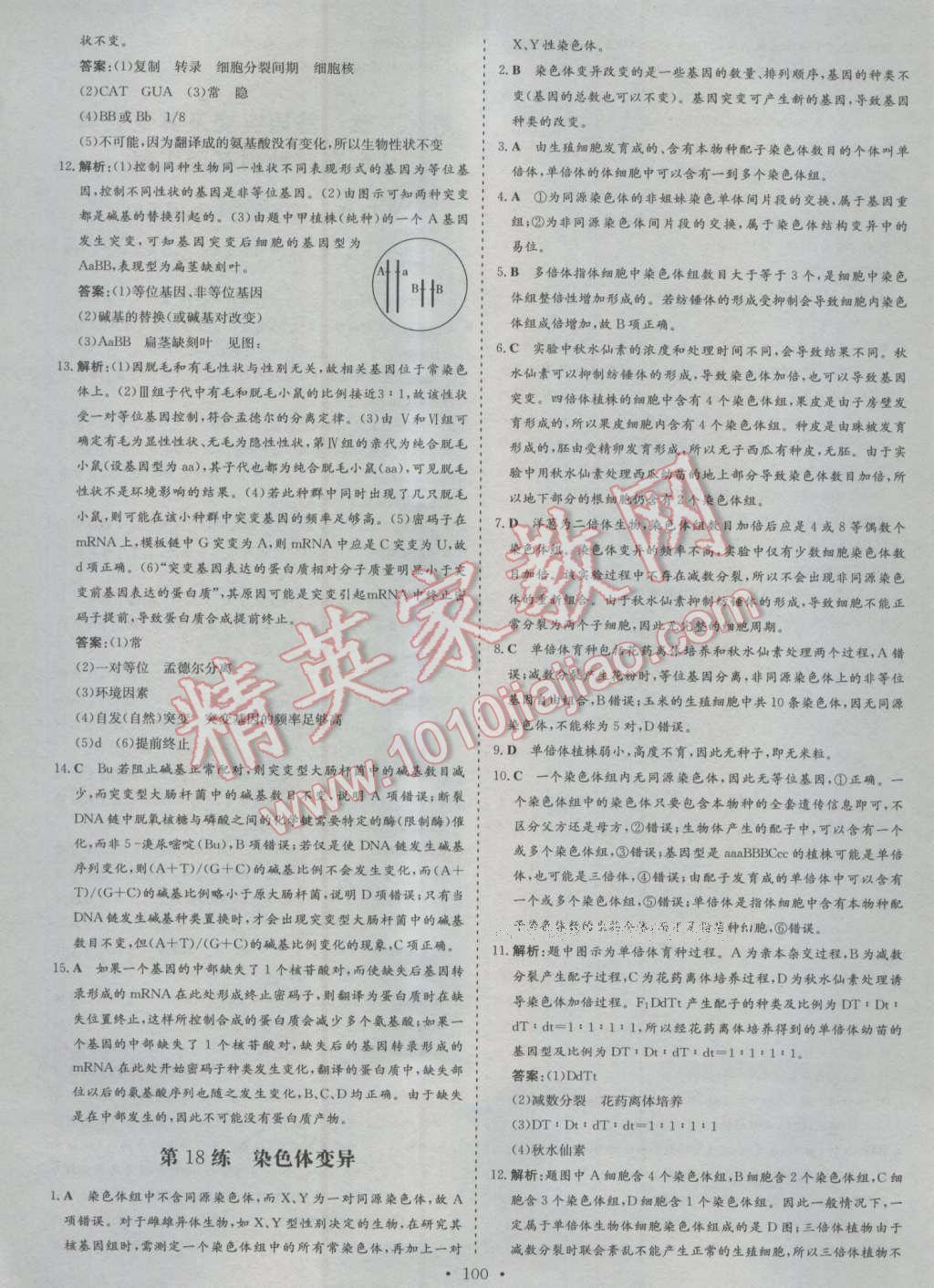 小題巧練生物必修2人教版 第22頁