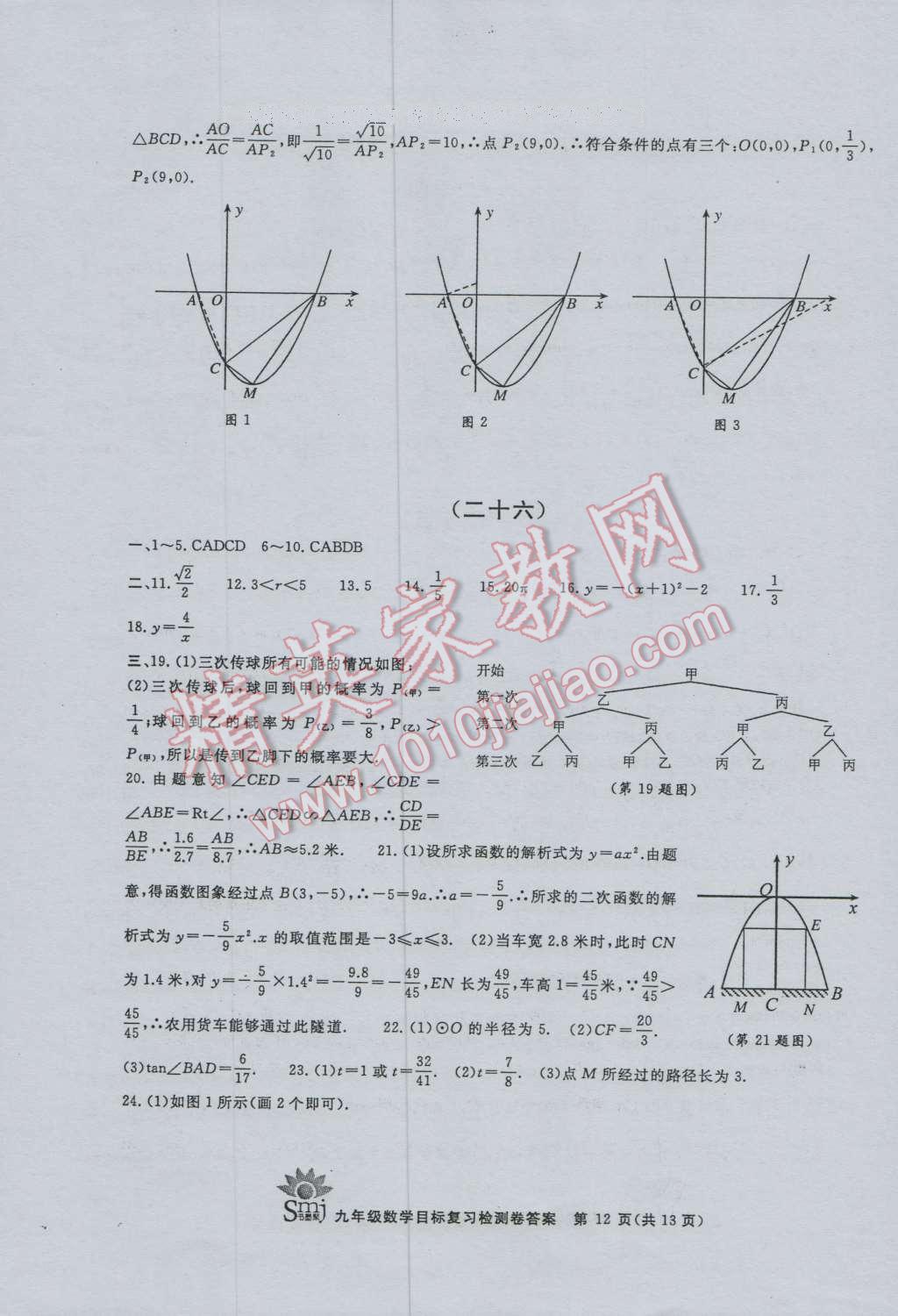 2016年目標(biāo)復(fù)習(xí)檢測(cè)卷九年級(jí)數(shù)學(xué)浙教版 第12頁(yè)