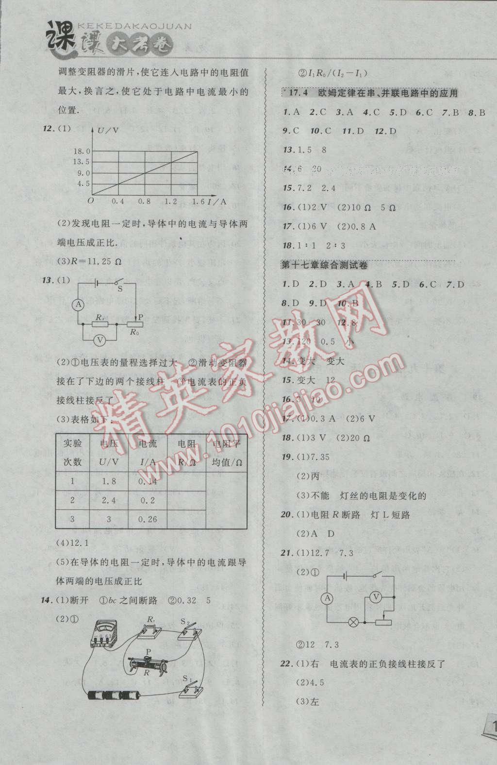 2016年北大綠卡課課大考卷九年級(jí)物理全一冊(cè)人教版 第9頁(yè)