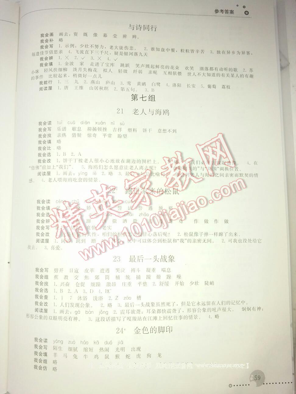 2016年同步練習(xí)冊(cè)人民教育出版社六年級(jí)語(yǔ)文上冊(cè)人教版 第36頁(yè)