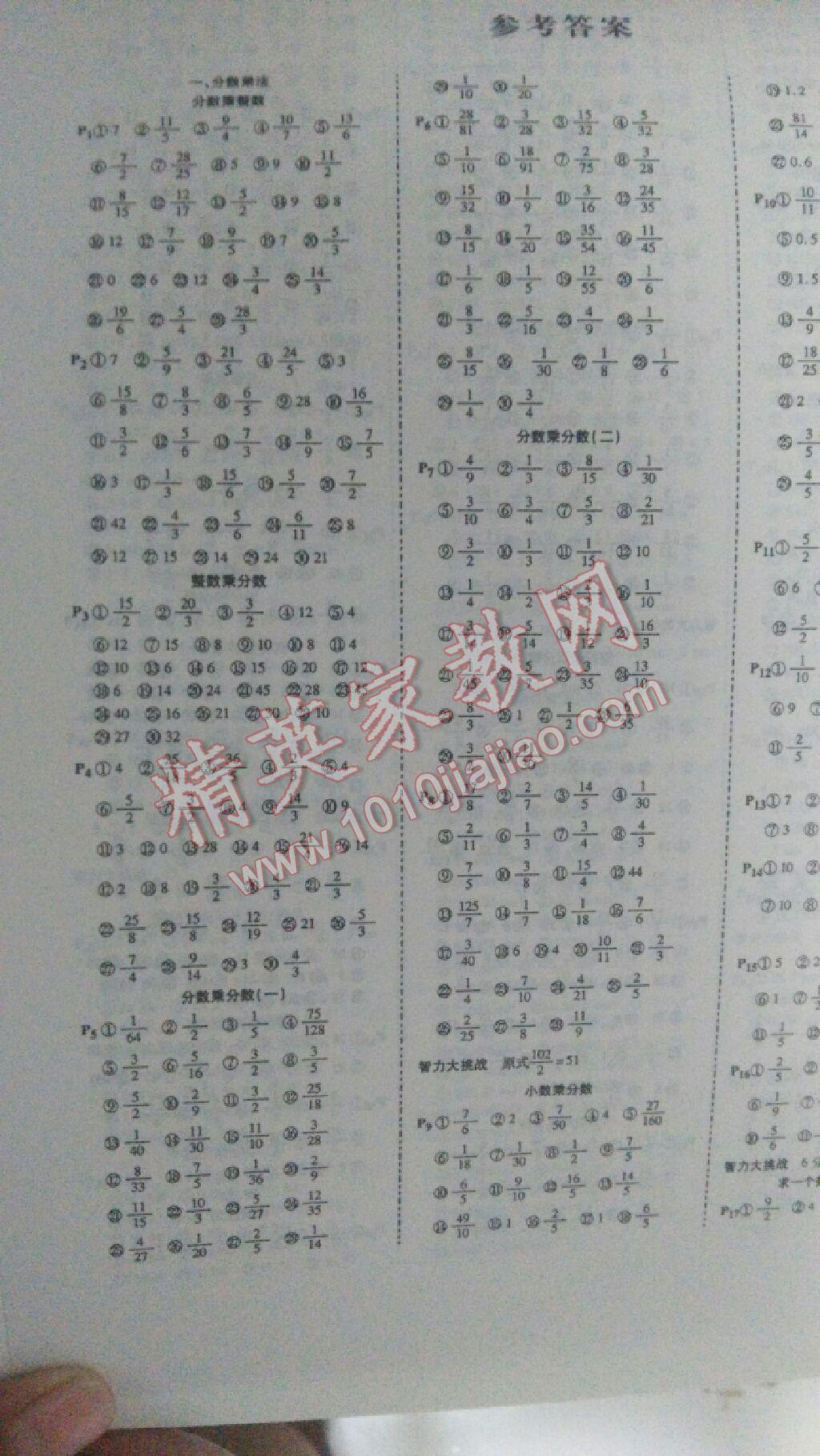 2016年培優(yōu)口算題卡六年級數(shù)學(xué)下冊人教版 第1頁