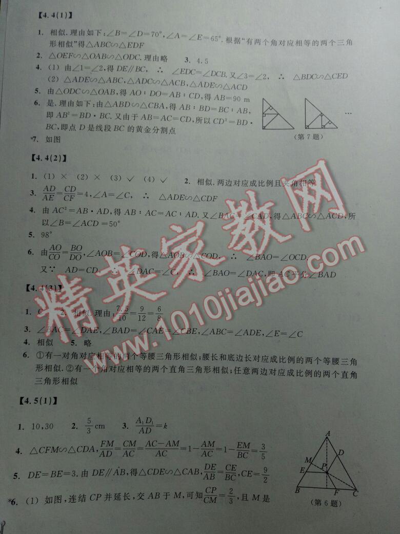 2016年作業(yè)本九年級(jí)數(shù)學(xué)上冊(cè)浙教版浙江教育出版社 第22頁(yè)