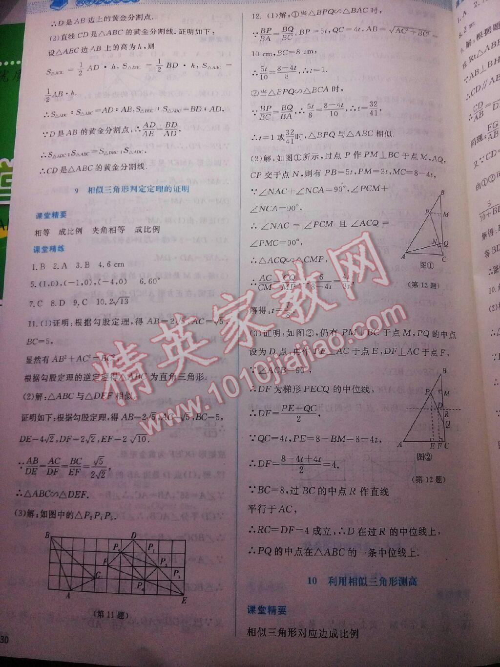 2016年课堂精练九年级数学上册北师大版 第80页