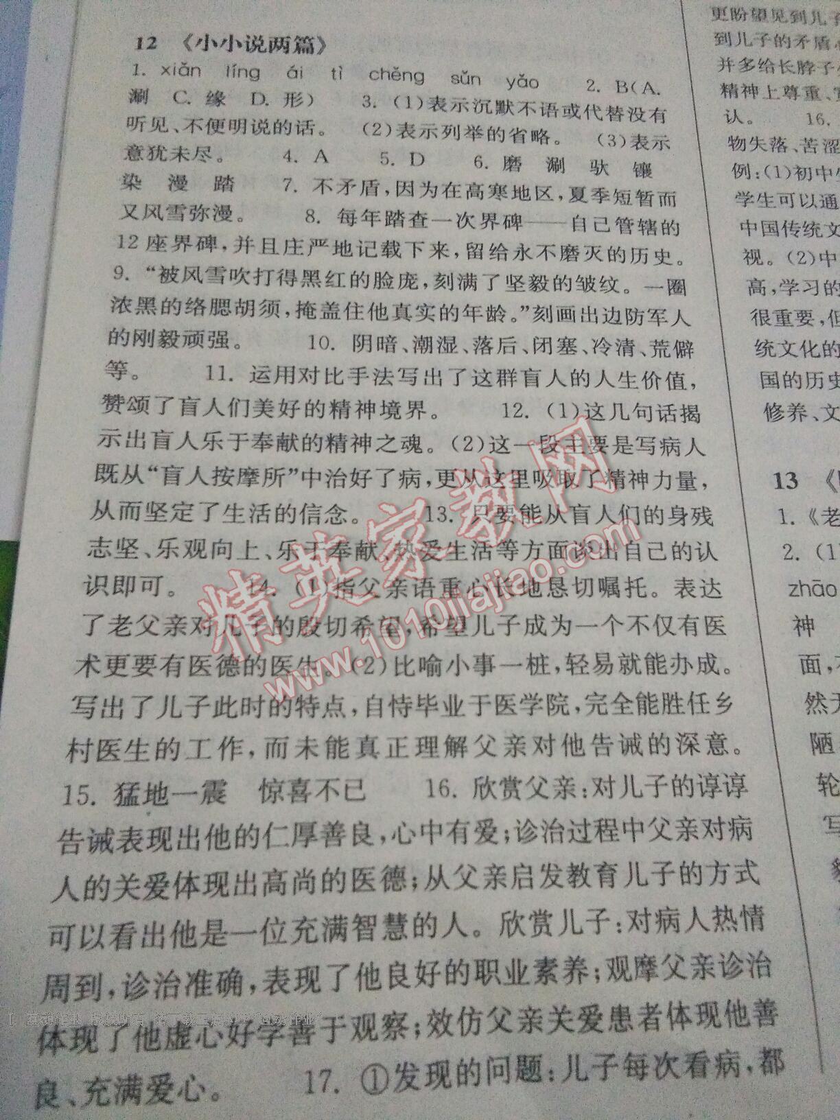 2016年长江作业本同步练习册九年级语文上册鄂教版 第17页