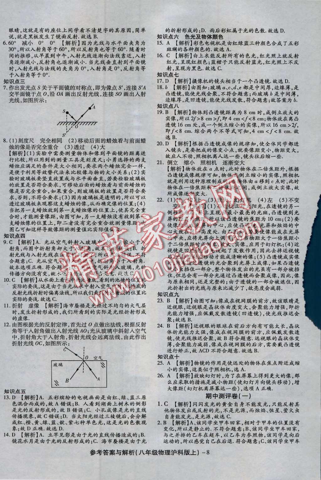 2016年練考通全優(yōu)卷八年級物理上冊滬科版 第8頁