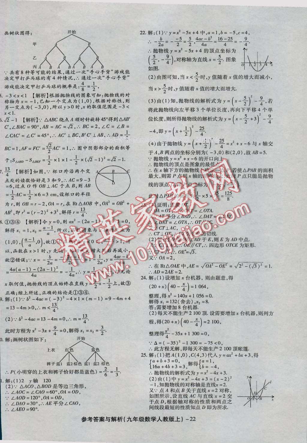 2016年練考通全優(yōu)卷九年級(jí)數(shù)學(xué)上冊(cè)人教版 第22頁