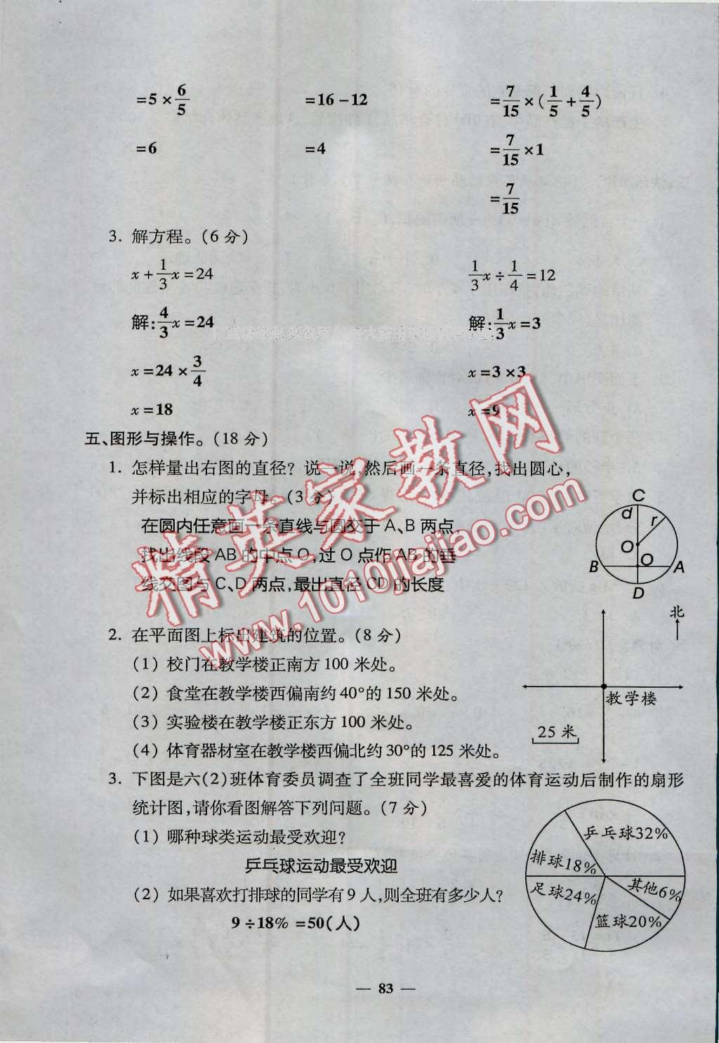 2016年特優(yōu)練考卷六年級數(shù)學(xué)上冊人教版 第83頁