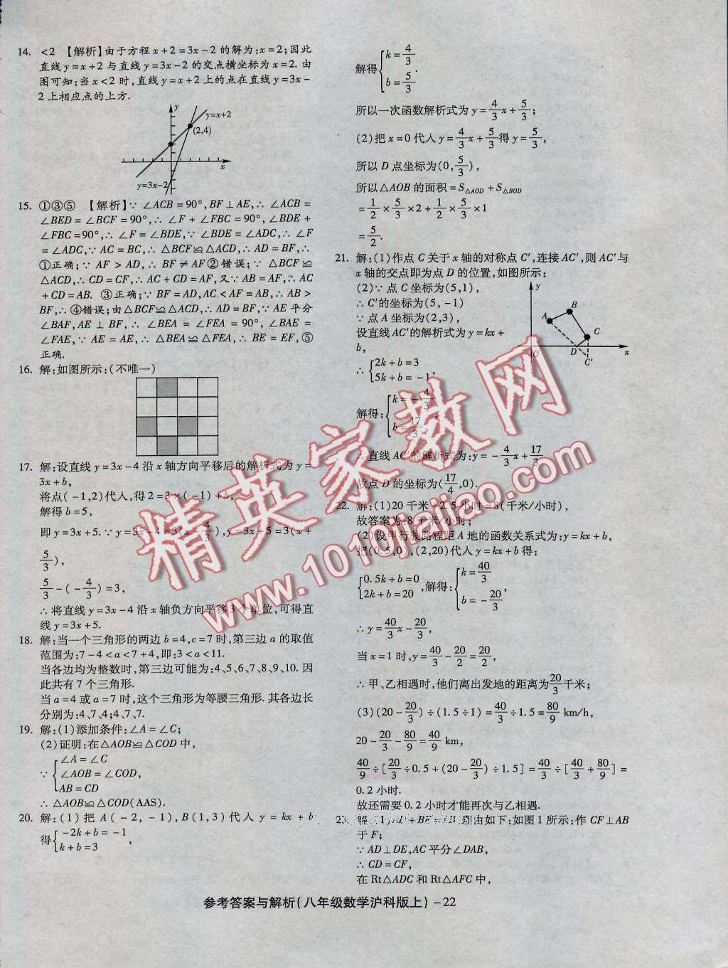 2016年练考通全优卷八年级数学上册沪科版 第22页