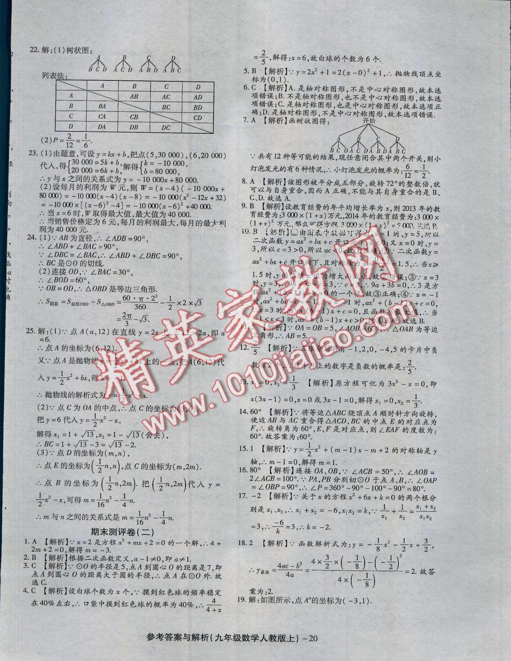 2016年練考通全優(yōu)卷九年級數(shù)學(xué)上冊人教版 第20頁