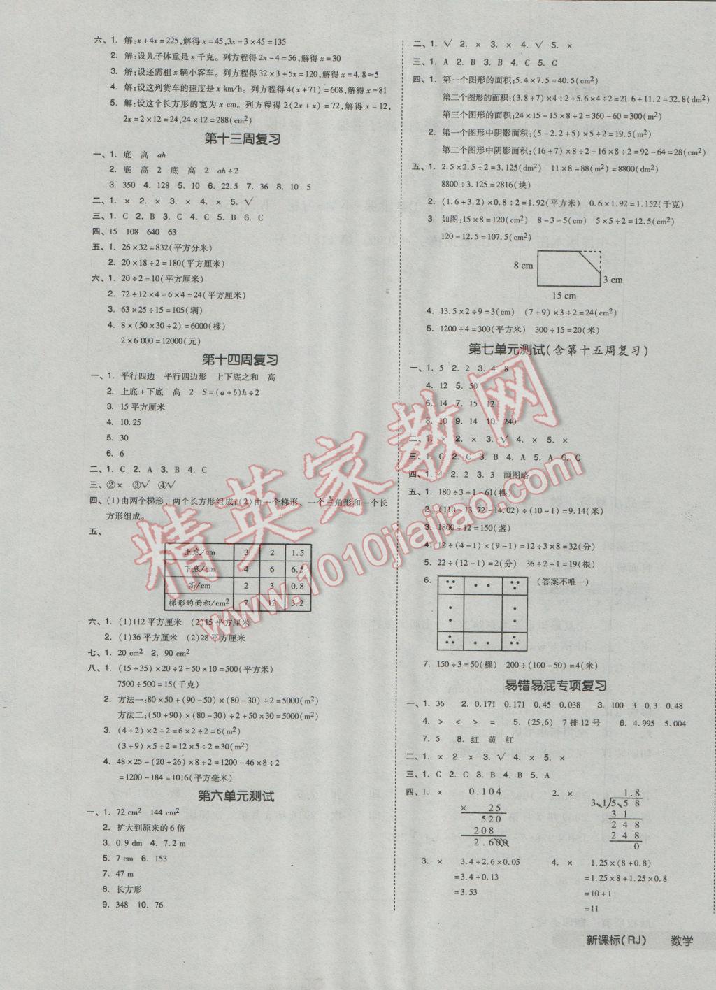 2016年全品小复习五年级数学上册人教版 第5页