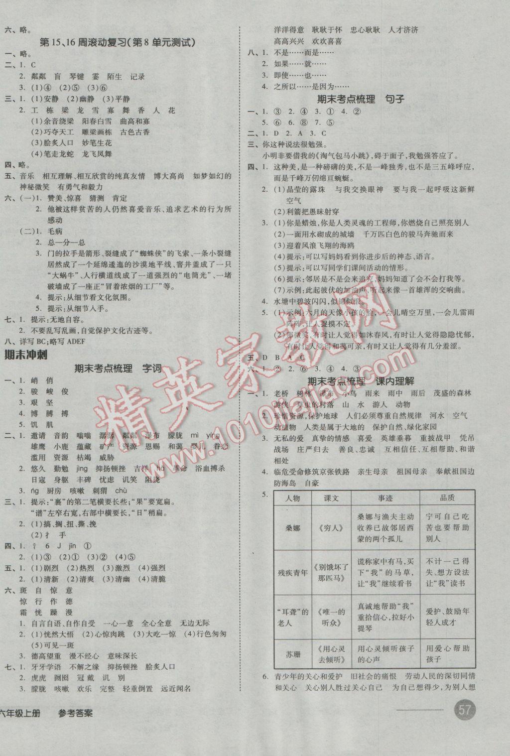 2016年全品小復習六年級語文上冊人教版 第6頁