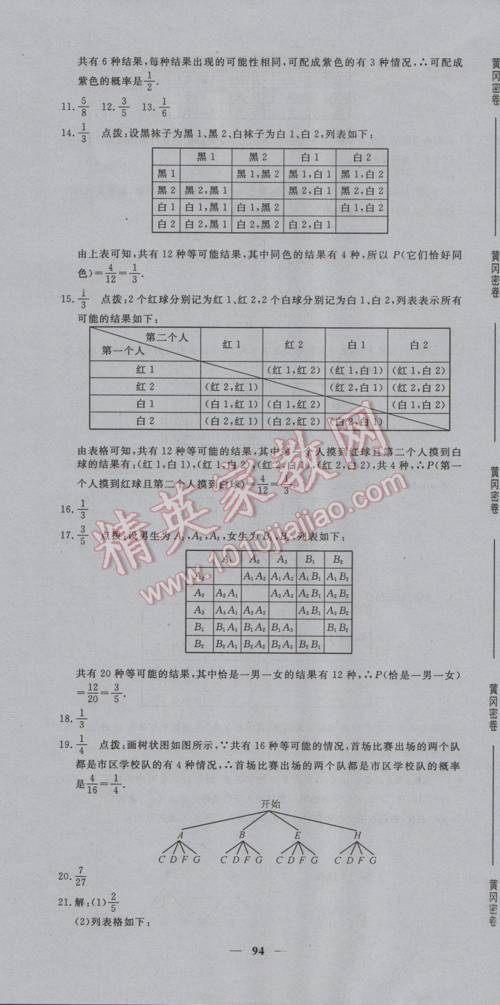 2016年王后雄黄冈密卷九年级数学上册北师大版 第2页