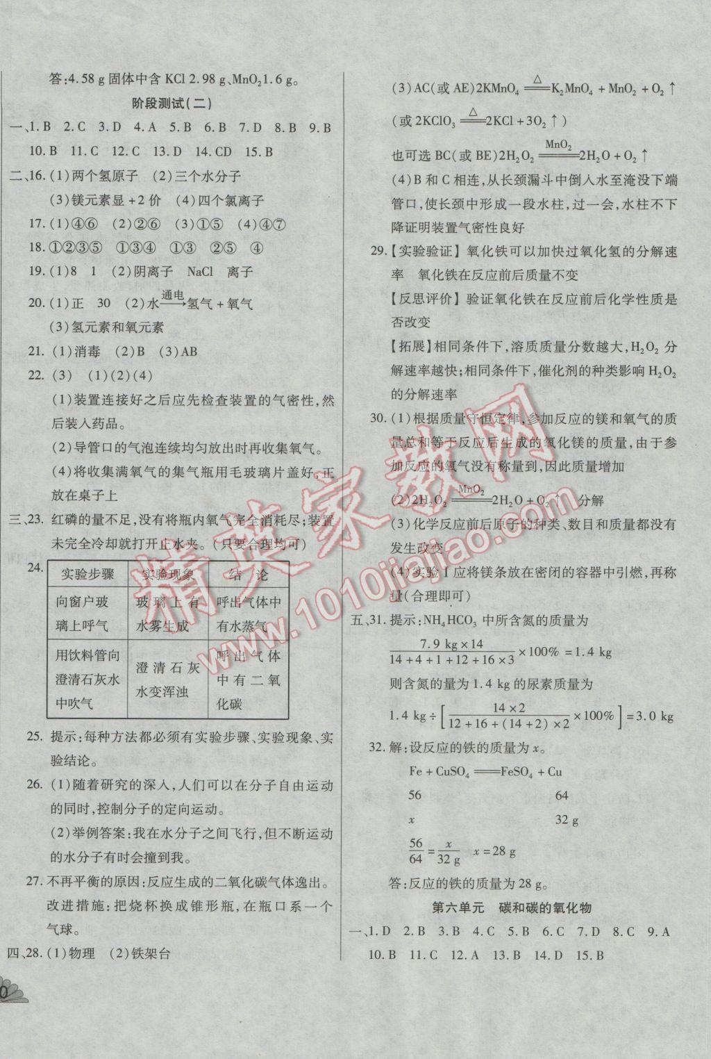 2016年千里馬單元測試卷九年級化學(xué)全一冊人教版 第7頁