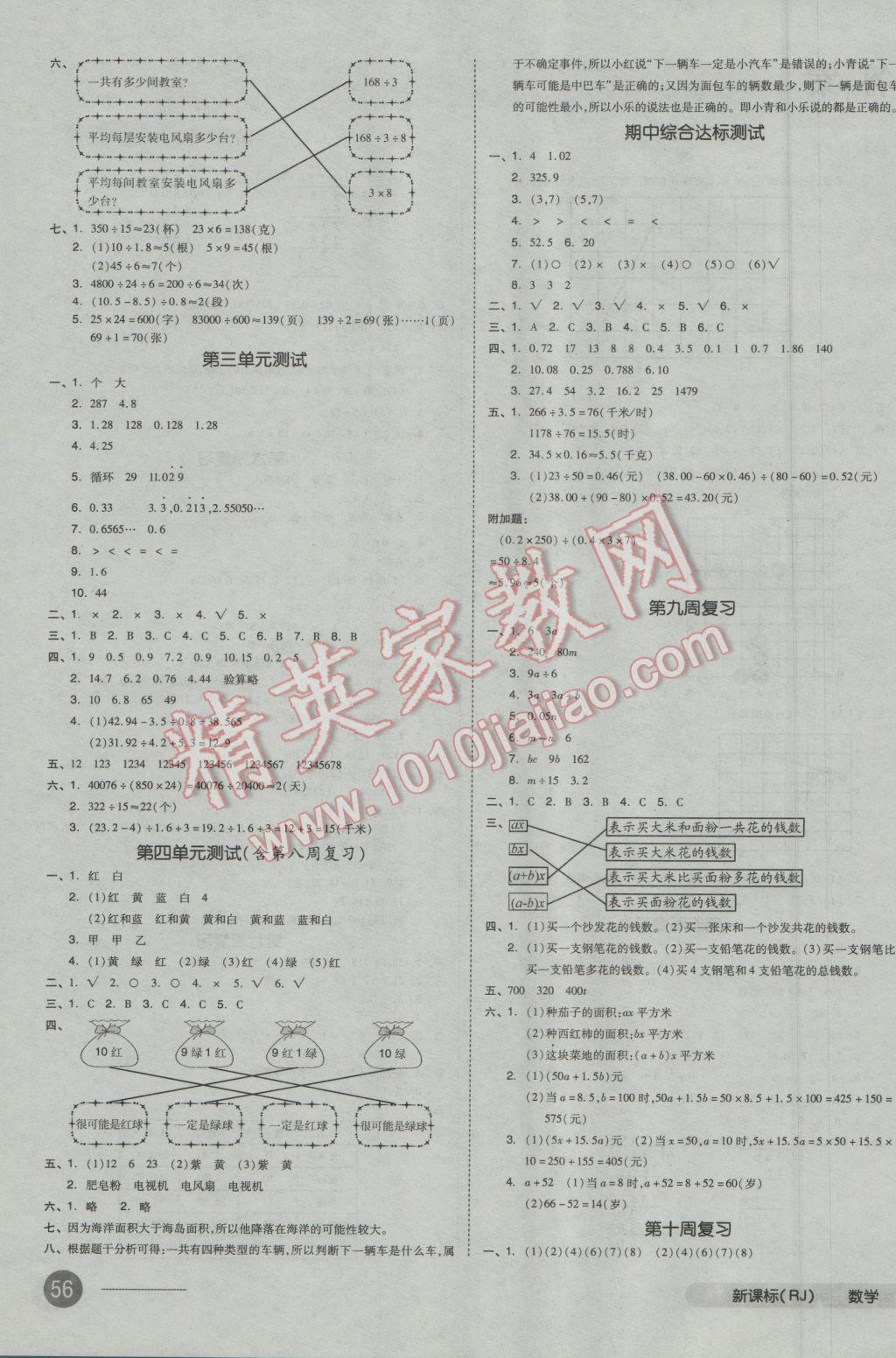 2016年全品小复习五年级数学上册人教版 第3页