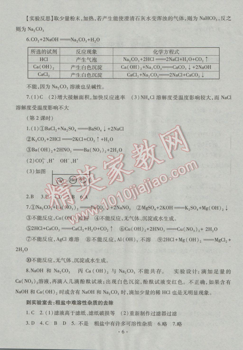 2016年同步學(xué)習(xí)九年級(jí)化學(xué)全一冊魯教版五四制 參考答案第6頁