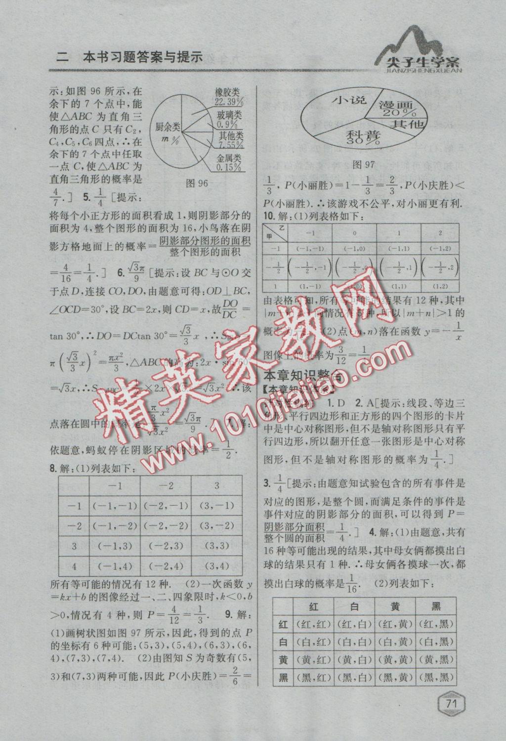 2017年尖子生学案九年级数学上册苏科版 参考答案第38页