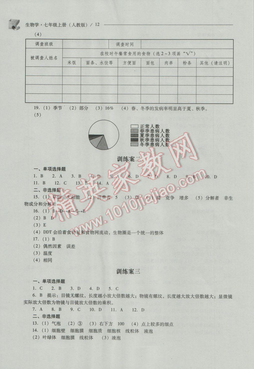 2016年新課程問題解決導(dǎo)學(xué)方案七年級生物學(xué)上冊人教版 第12頁