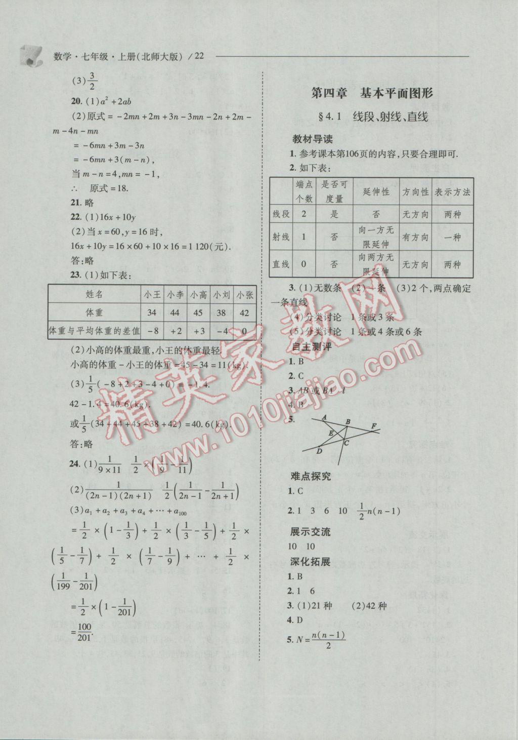 2016年新課程問(wèn)題解決導(dǎo)學(xué)方案七年級(jí)數(shù)學(xué)上冊(cè)北師大版 第22頁(yè)