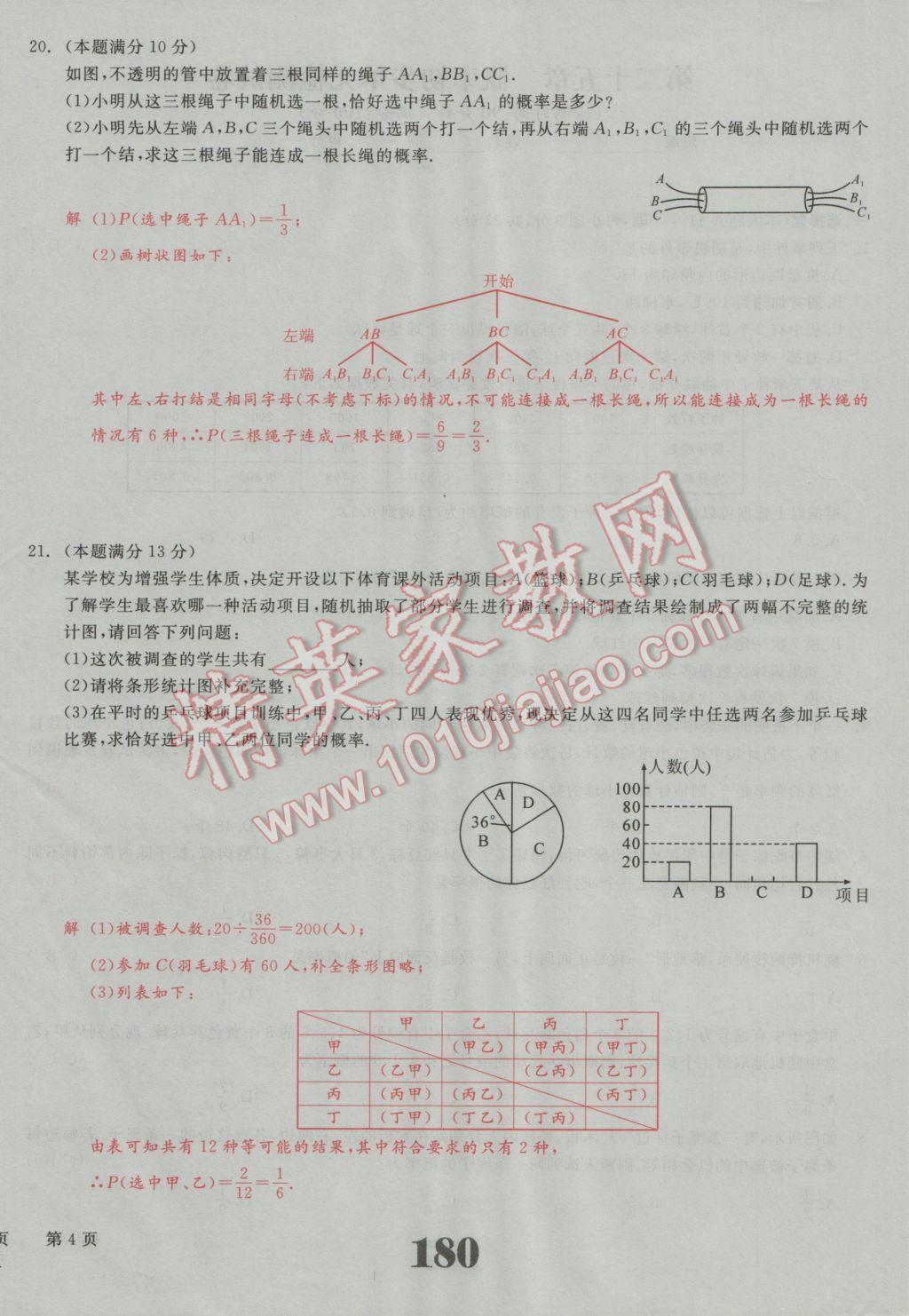 2016年五州圖書超越訓(xùn)練九年級數(shù)學(xué)上冊人教版 單元檢測試題答案第17頁