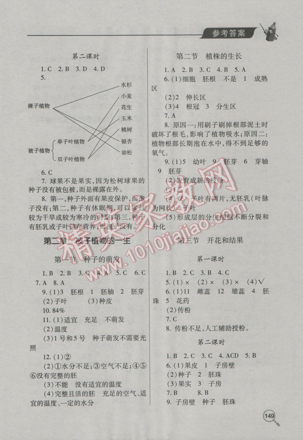 2016年新课堂同步学习与探究七年级生物上册人教版 参考答案第5页