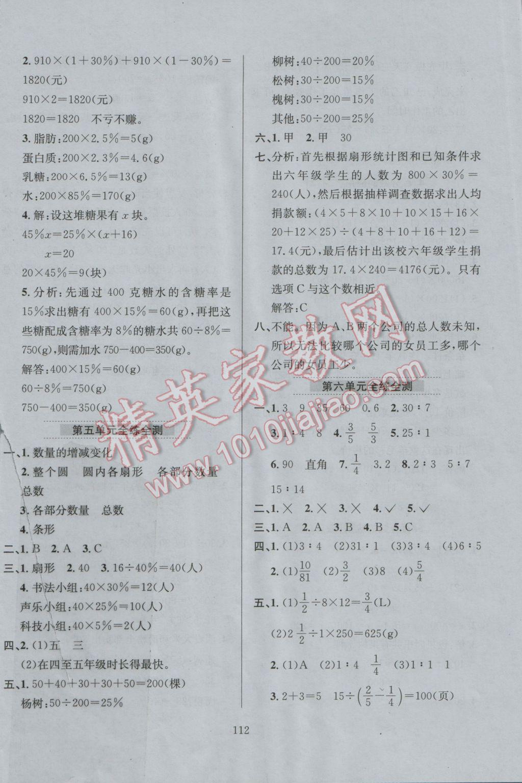 2016年小學(xué)教材全練六年級(jí)數(shù)學(xué)上冊(cè)北師大版 參考答案第8頁(yè)