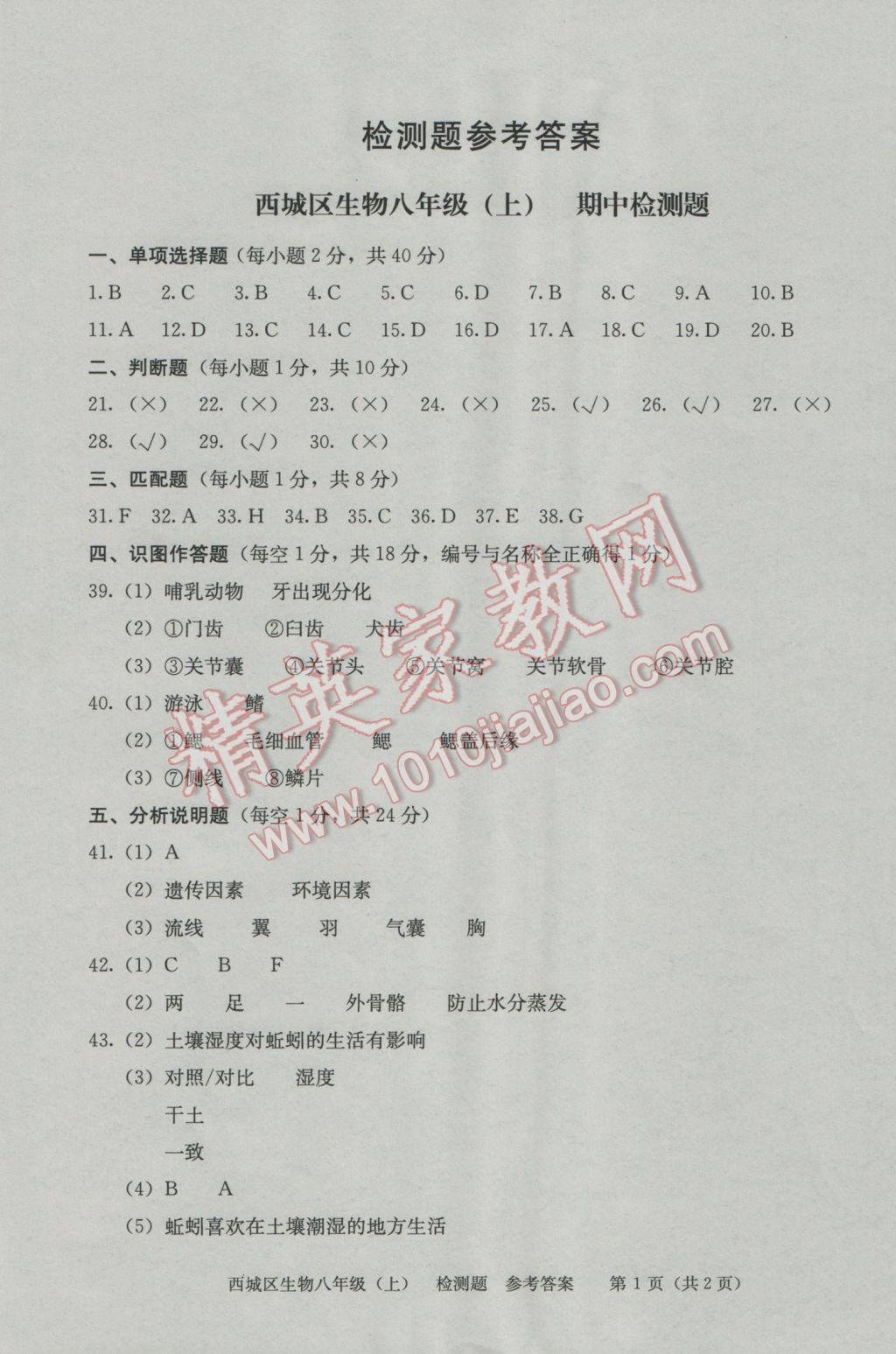 2016年學(xué)習(xí)探究診斷八年級(jí)生物上冊(cè) 第14頁