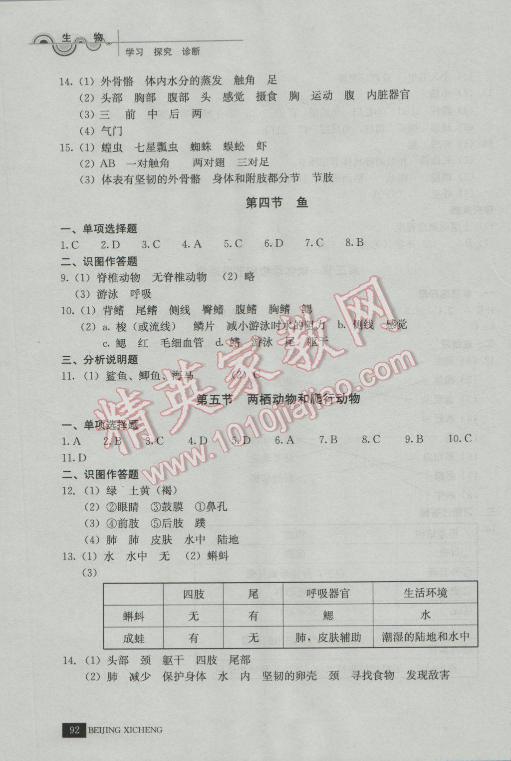 2016年學習探究診斷八年級生物上冊 第3頁