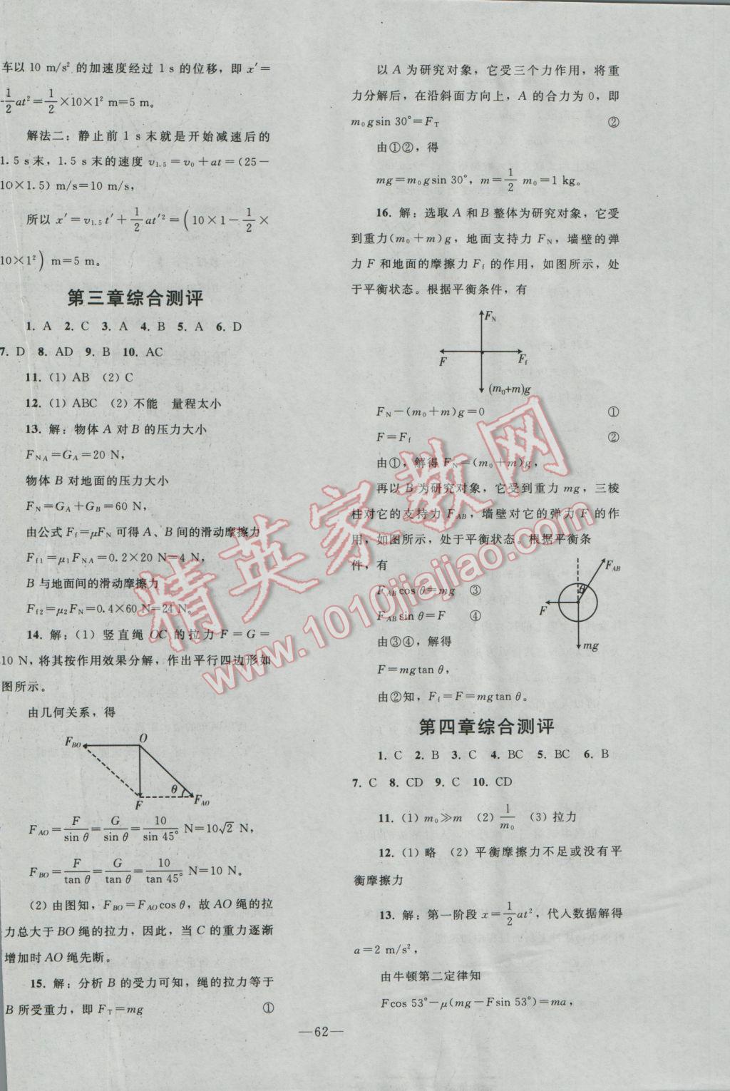 2016年優(yōu)化學(xué)案物理必修1人教版 參考答案第32頁