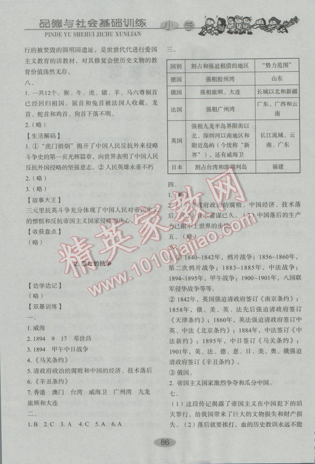 2016年小學(xué)基礎(chǔ)訓(xùn)練六年級(jí)品德與社會(huì)上冊(cè)魯人版山東教育出版社 參考答案第2頁