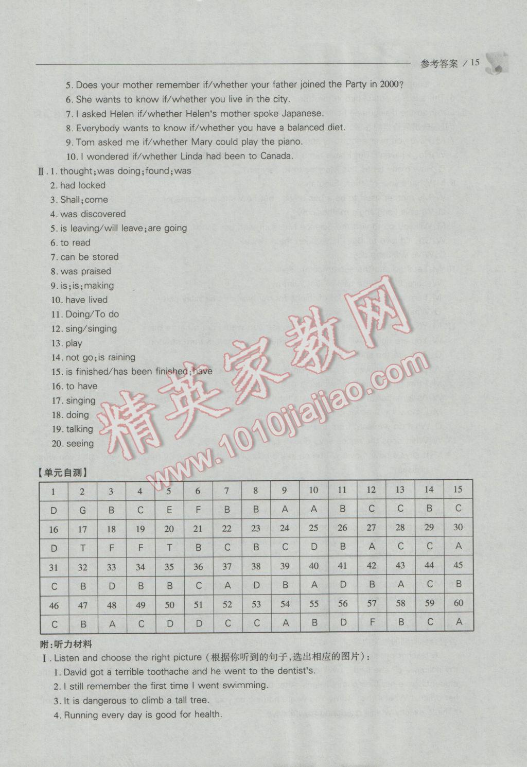 2016年新课程问题解决导学方案九年级英语上册上教版 参考答案第15页