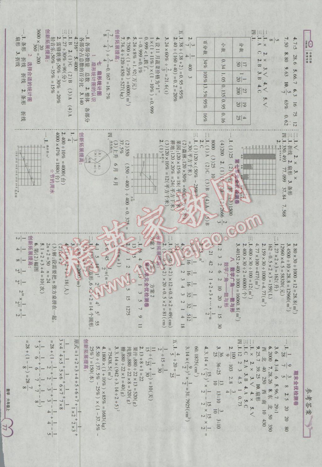 2016年全优备考六年级数学上册人教版 参考答案第7页