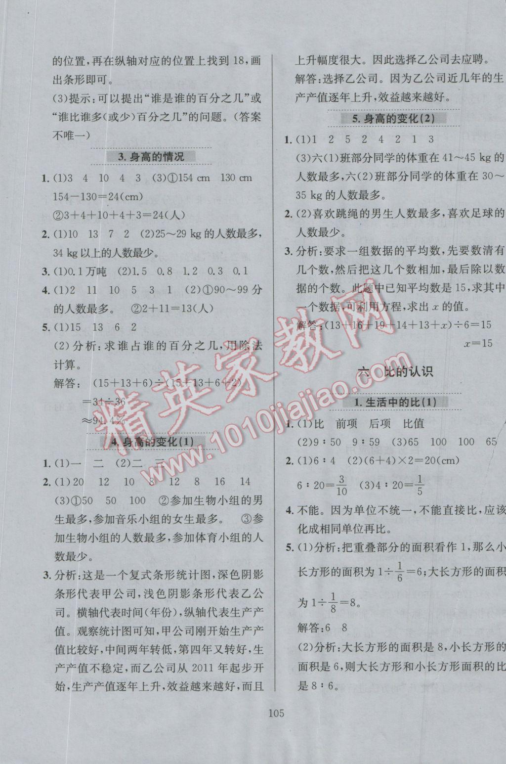 2016年小學(xué)教材全練六年級(jí)數(shù)學(xué)上冊(cè)北師大版 參考答案第20頁