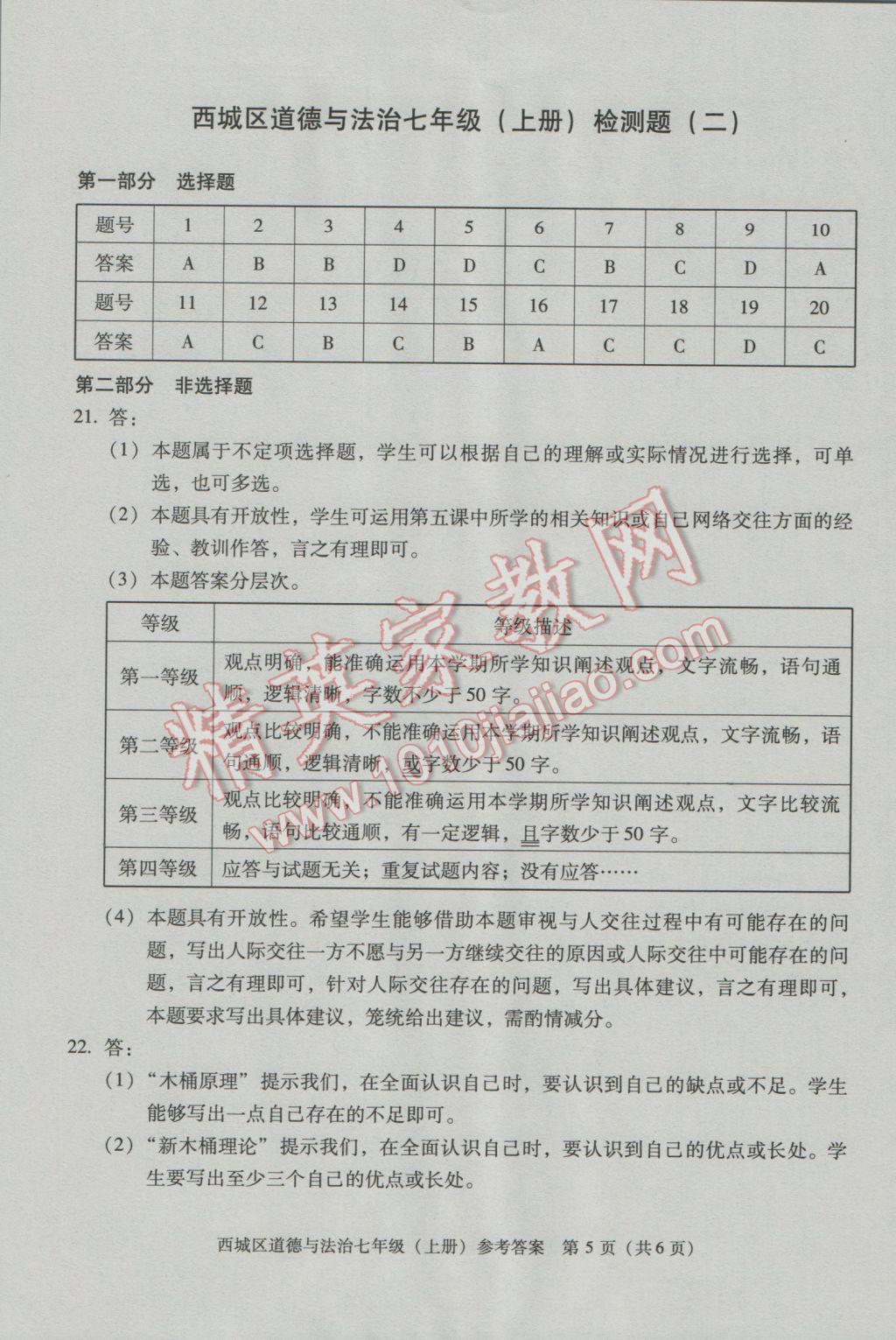 2016年學(xué)習(xí)探究診斷七年級(jí)道德與法治上冊(cè) 第5頁(yè)