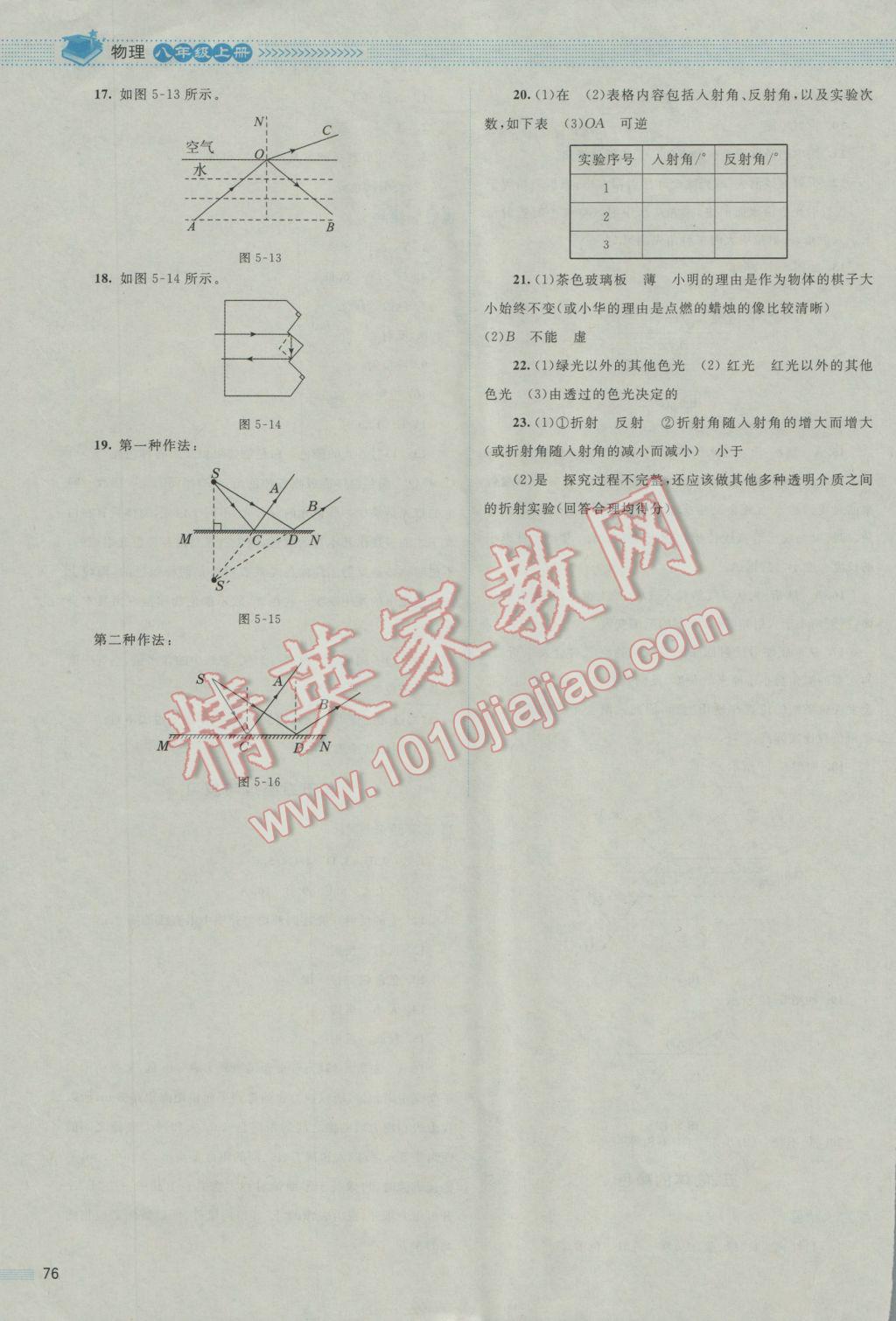 2016年課堂精練八年級(jí)物理上冊(cè)北師大版 參考答案第12頁(yè)